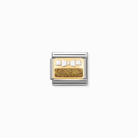 Nomination Gold Elegance White Bow on Gold Plate Composable Charm